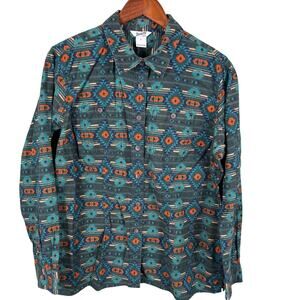 Duluth Trading Men's‎ Large Green Western Aztec Button Up Long Sleeve Shirt